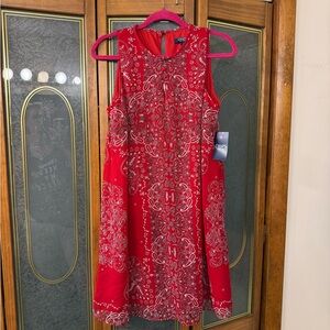 Chaps Ladies Red Multi Paisley Shift Dress, BRAND NEW